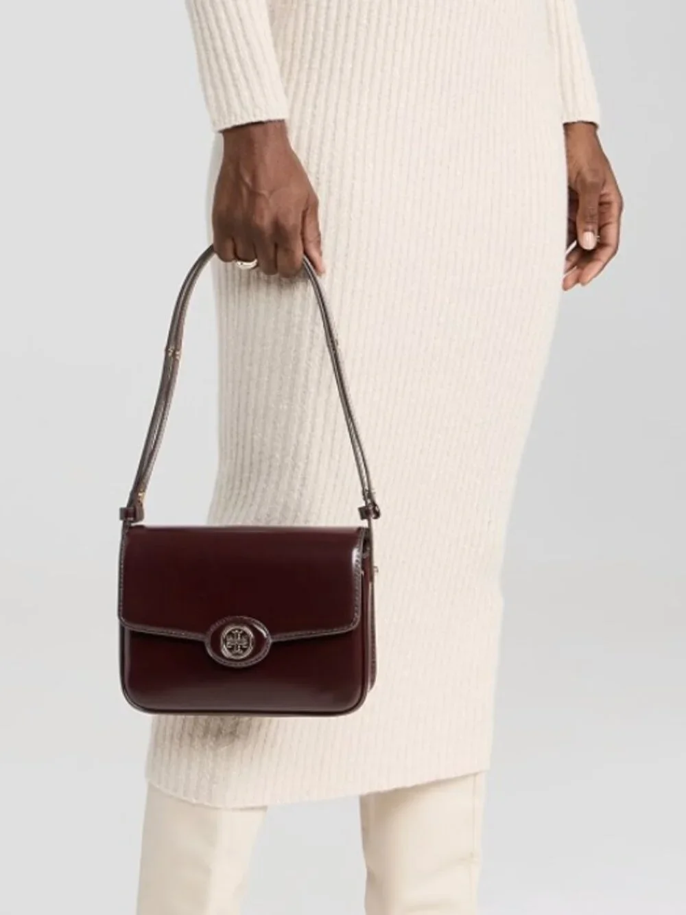 TORY BURCH Robinson Spazzolato Shoulder Bag, Tempranillo